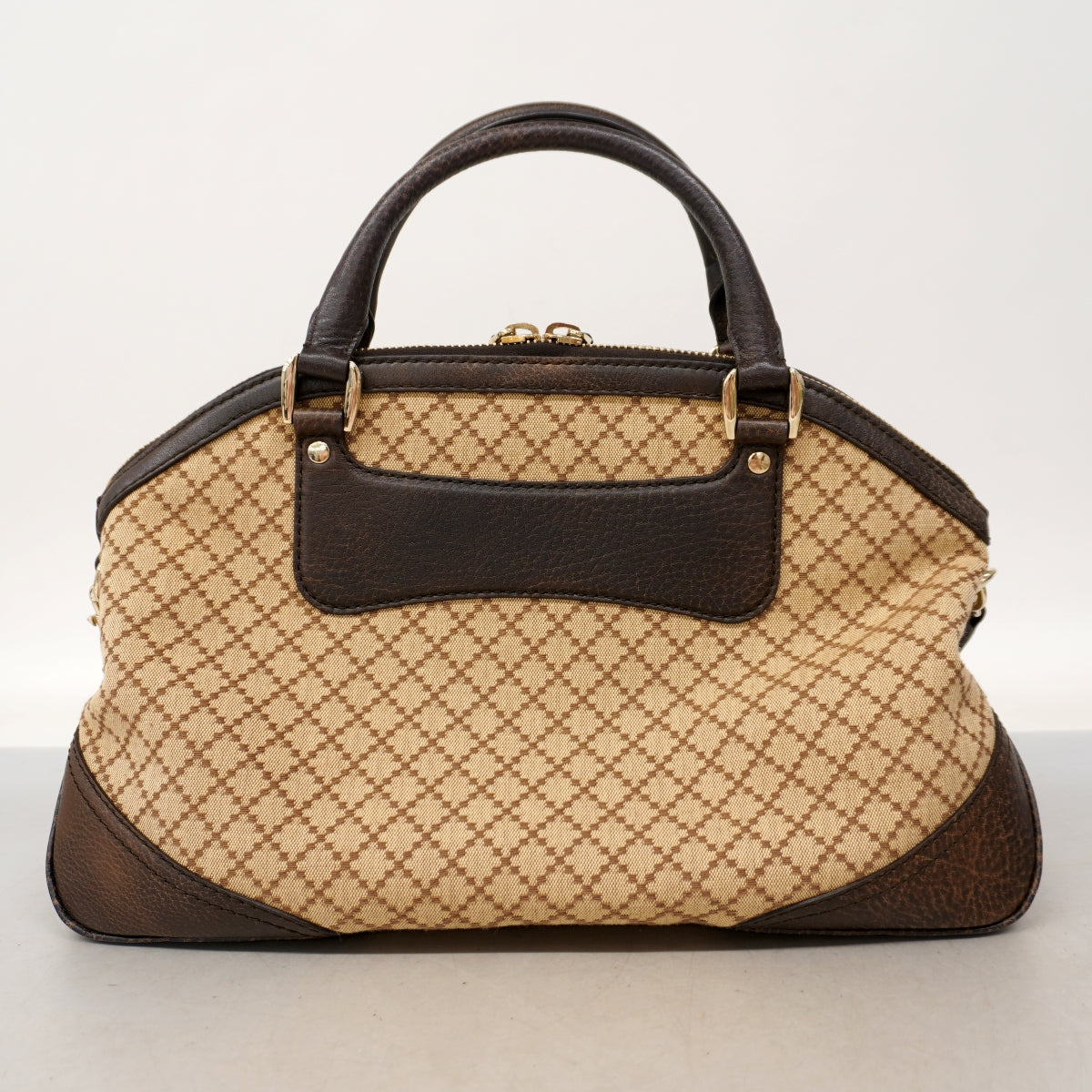 【6ed4660】グッチ ハンドバッグ ホースビット ディアマンテ 247286 キャンバス ベージュ ブラウン シャンパンゴールド金具 2wayバッグ【中古】レディース