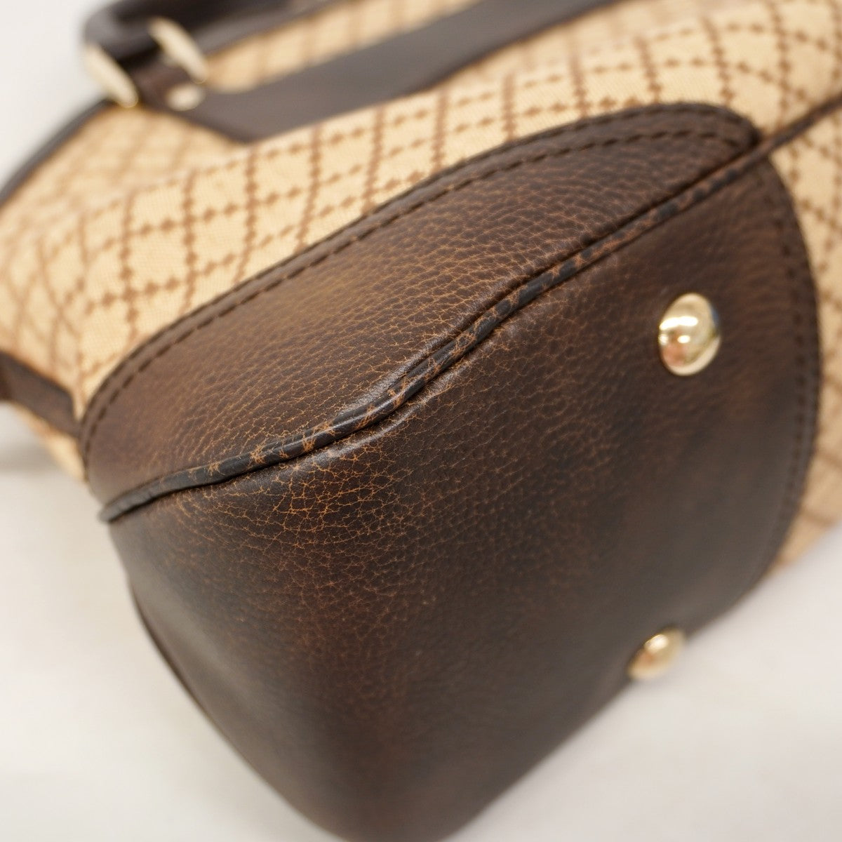 【6ed4660】グッチ ハンドバッグ ホースビット ディアマンテ 247286 キャンバス ベージュ ブラウン シャンパンゴールド金具 2wayバッグ【中古】レディース