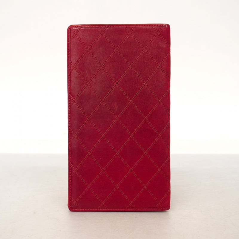 【6ed4740】シャネル 長札入れ ビコローレ レザー レッド【中古】レディース