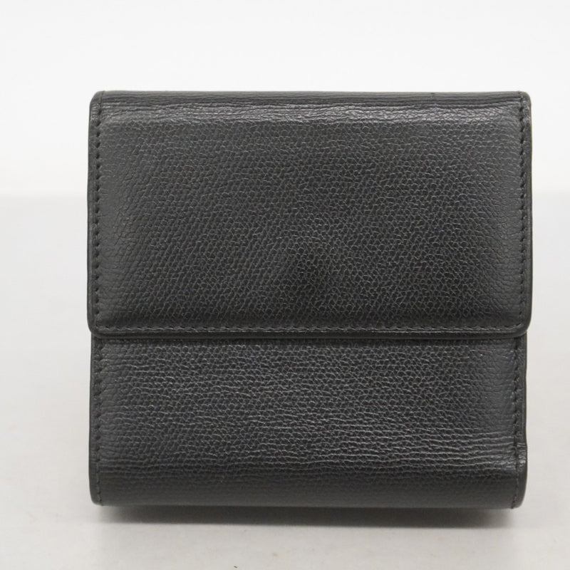【6ed4777】シャネル 三つ折り財布 ココボタン レザー ブラック シャンパンゴールド金具【中古】レディース