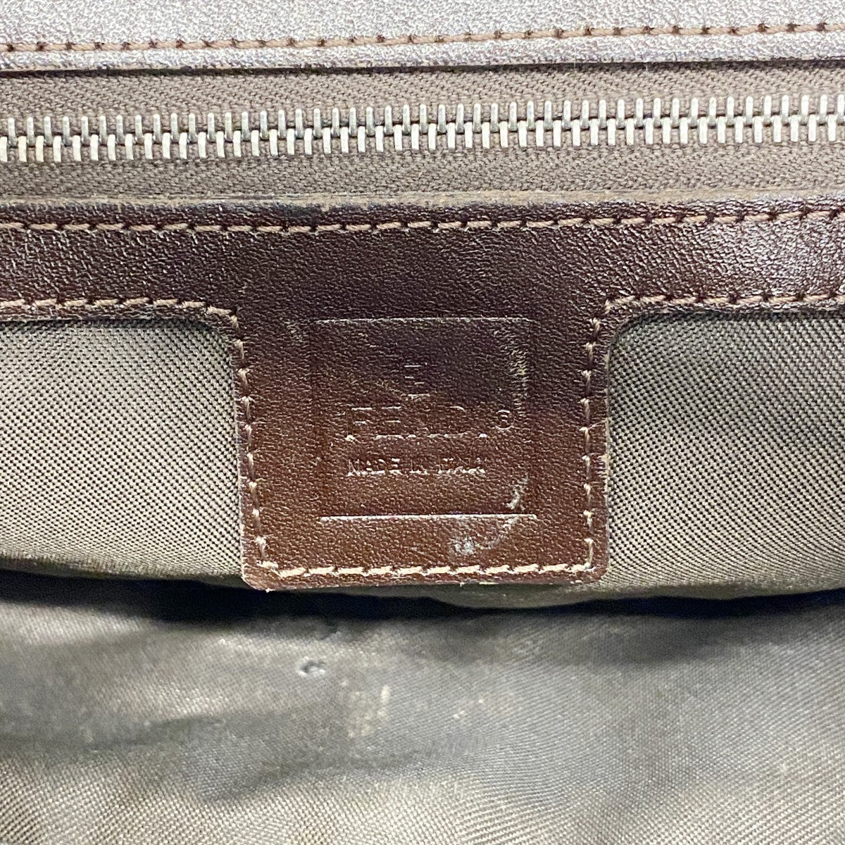 【6ee4899】フェンディ ハンドバッグ ズッカ ナイロンキャンバス ブラウン シルバー金具【中古】レディース