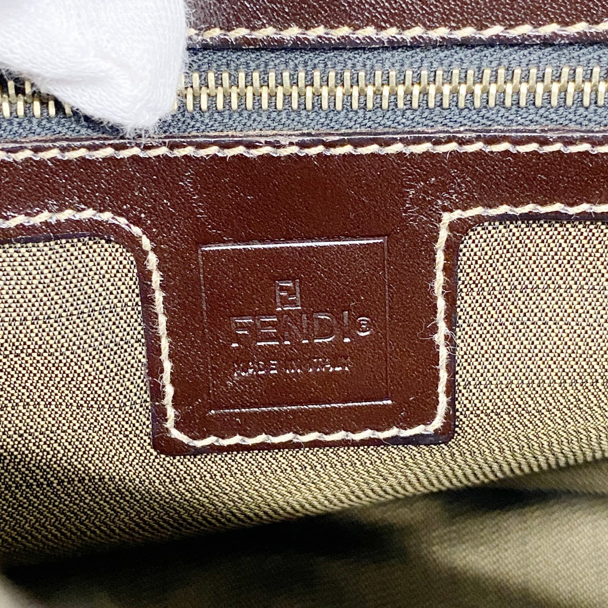 【6ee4900】フェンディ ハンドバッグ ズッカ ナイロンキャンバス ブラウン ゴールド金具【中古】レディース
