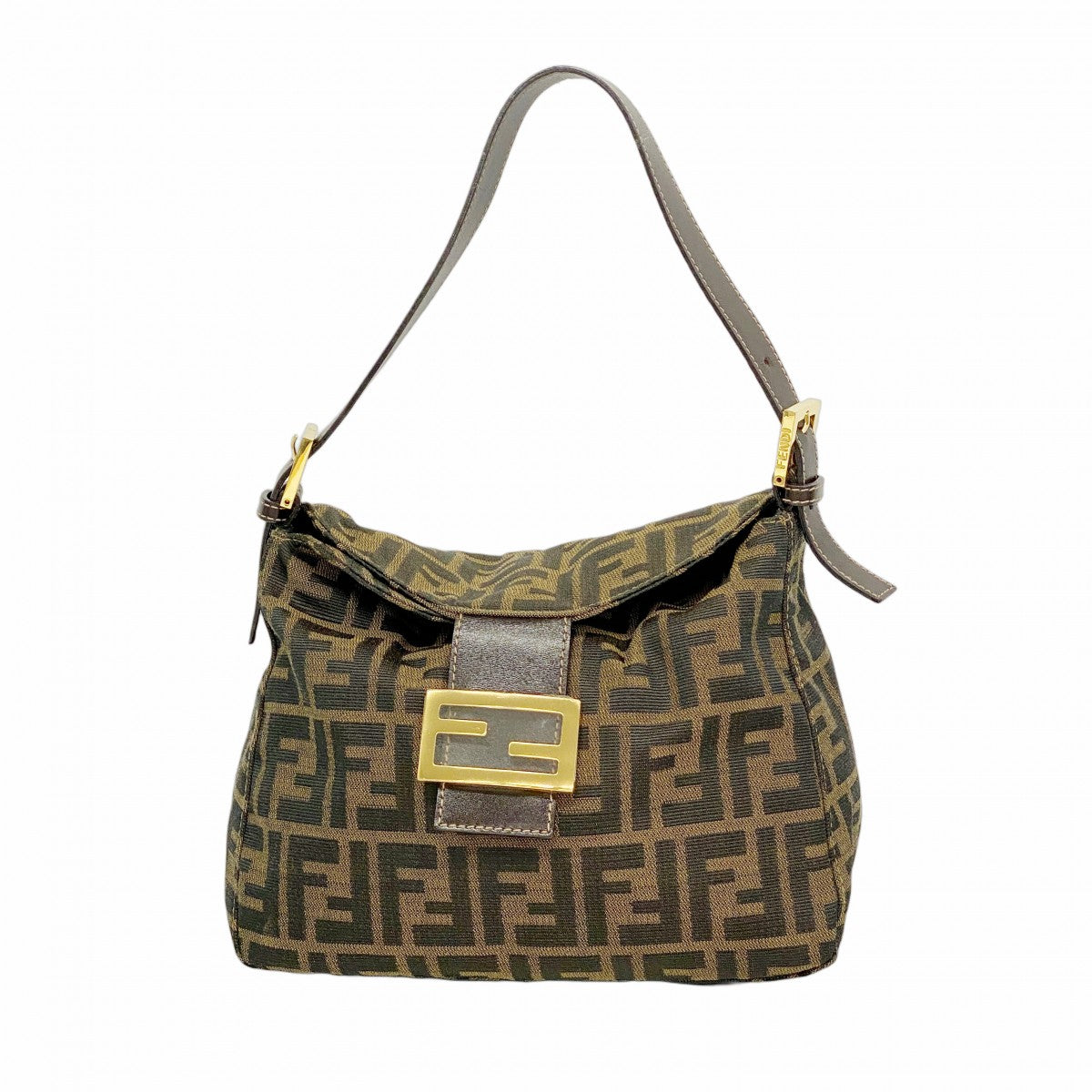 【6ee4900】フェンディ ハンドバッグ ズッカ ナイロンキャンバス ブラウン ゴールド金具【中古】レディース