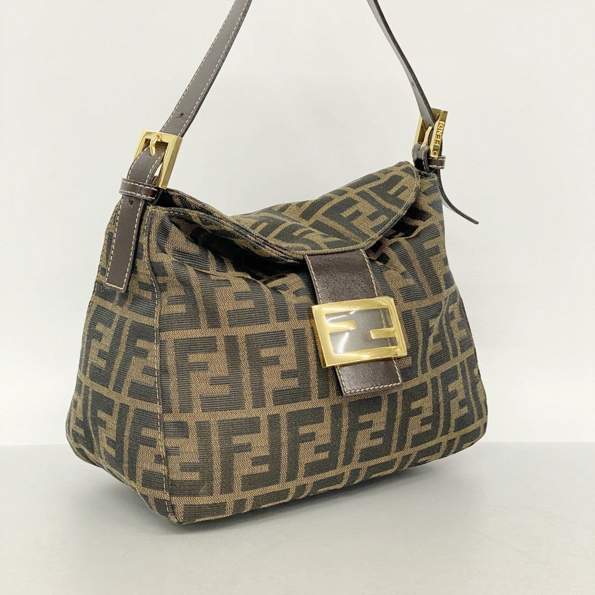 【6ee4900】フェンディ ハンドバッグ ズッカ ナイロンキャンバス ブラウン ゴールド金具【中古】レディース