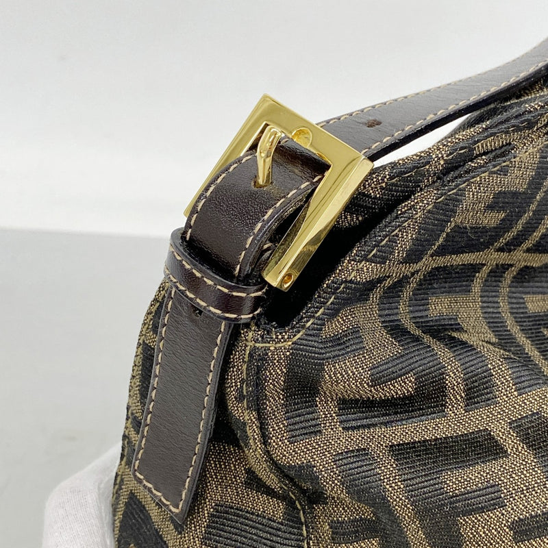【6ee4900】フェンディ ハンドバッグ ズッカ ナイロンキャンバス ブラウン ゴールド金具【中古】レディース