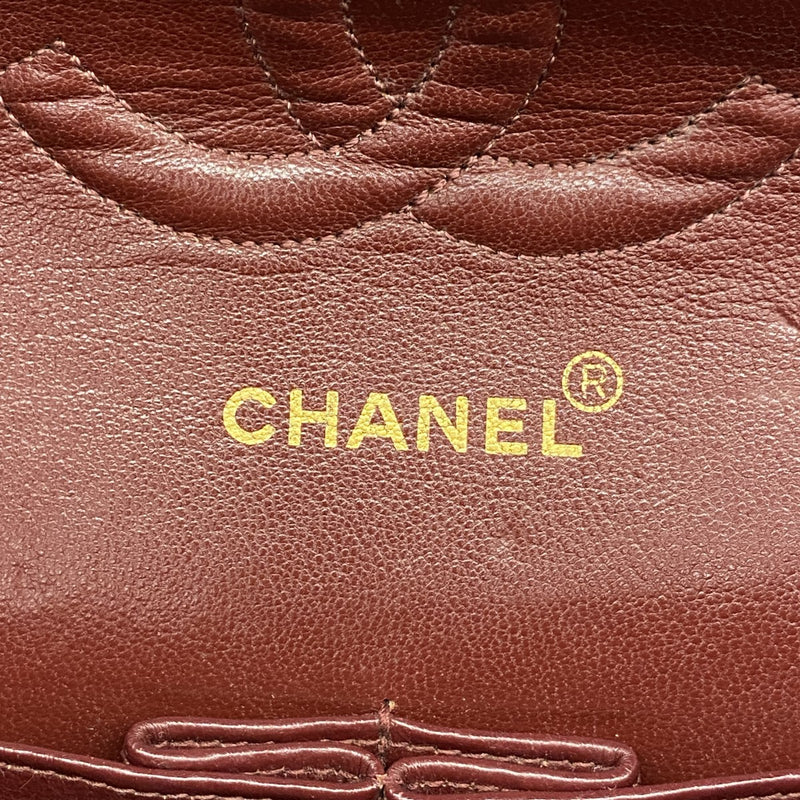 【6ee4982】シャネル ショルダーバッグ マトラッセ Wフラップ Wチェーン ラムスキン ブラック ゴールド金具【中古】レディース
