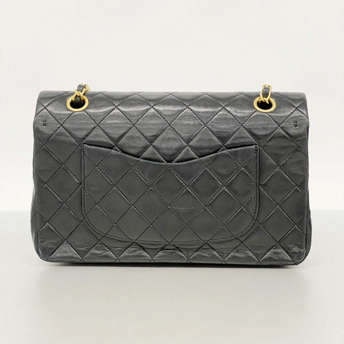 【6ee4982】シャネル ショルダーバッグ マトラッセ Wフラップ Wチェーン ラムスキン ブラック ゴールド金具【中古】レディース