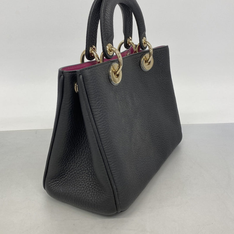 【6ee5090】クリスチャンディオール ハンドバッグ ディオリッシモ レザー ブラック シャンパンゴールド金具【中古】レディース