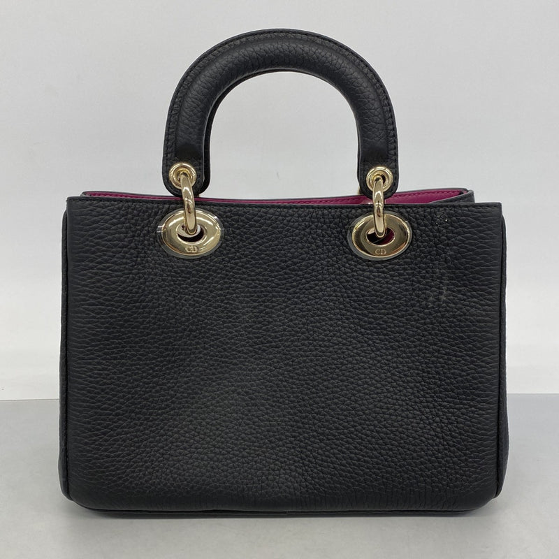 【6ee5090】クリスチャンディオール ハンドバッグ ディオリッシモ レザー ブラック シャンパンゴールド金具【中古】レディース