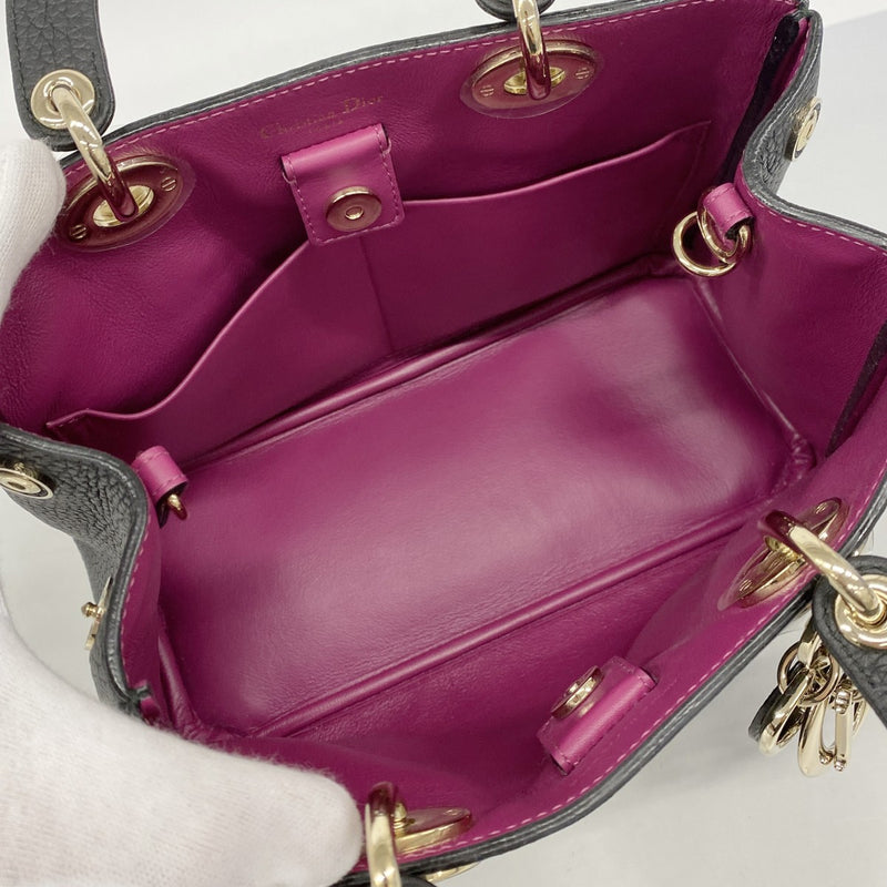 【6ee5090】クリスチャンディオール ハンドバッグ ディオリッシモ レザー ブラック シャンパンゴールド金具【中古】レディース