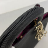 【6ee5090】クリスチャンディオール ハンドバッグ ディオリッシモ レザー ブラック シャンパンゴールド金具【中古】レディース