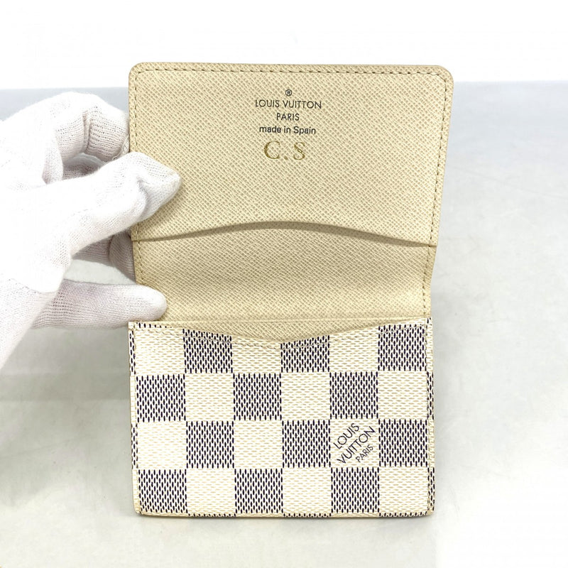【6ee5187】ルイヴィトン カードケース ダミエ・アズール アンヴェロップカルトドゥヴィジット N61746 ホワイト【中古】レディース