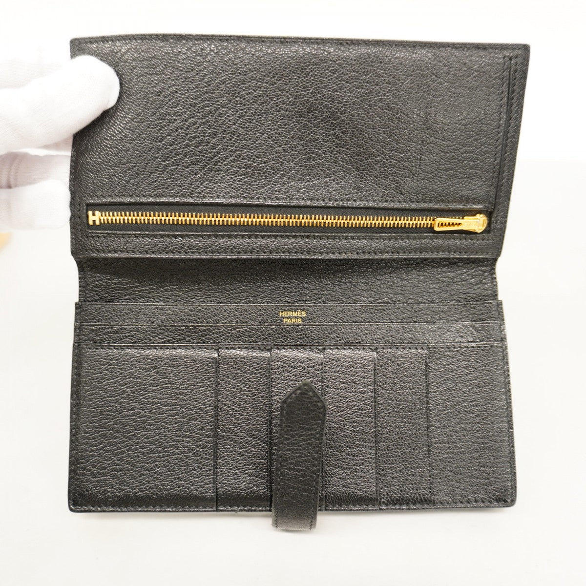 【6ee5197】エルメス 長財布 ベアンスフレ シェブルミゾル ブラック ゴールド金具 U刻印【中古】メンズ レディース ユニセックス