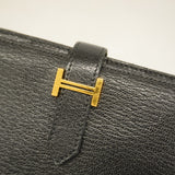 【6ee5197】エルメス 長財布 ベアンスフレ シェブルミゾル ブラック ゴールド金具 U刻印【中古】メンズ レディース ユニセックス