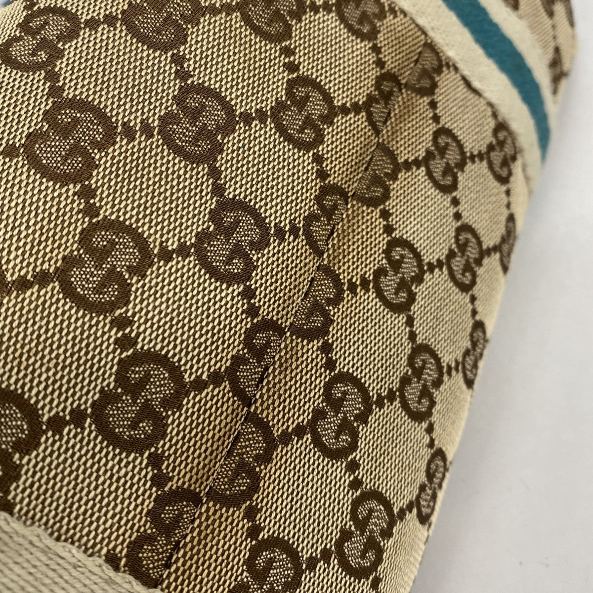 【6ee5231-k】グッチ トートバッグ GGキャンバス 137396 キャンバス ベージュ ブルー シャンパンゴールド金具【中古】レディース