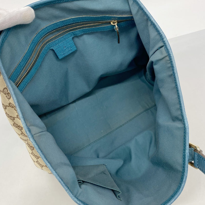 【6ee5231-k】グッチ トートバッグ GGキャンバス 137396 キャンバス ベージュ ブルー シャンパンゴールド金具【中古】レディース