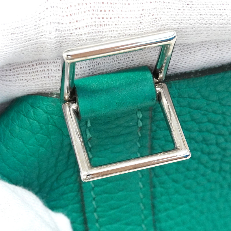 【6ee5319-e】エルメス ハンドバッグ ピコタンロックPM トリヨンクレマンス ヴェールヴェローズ シルバー金具 D刻印【中古】レディース