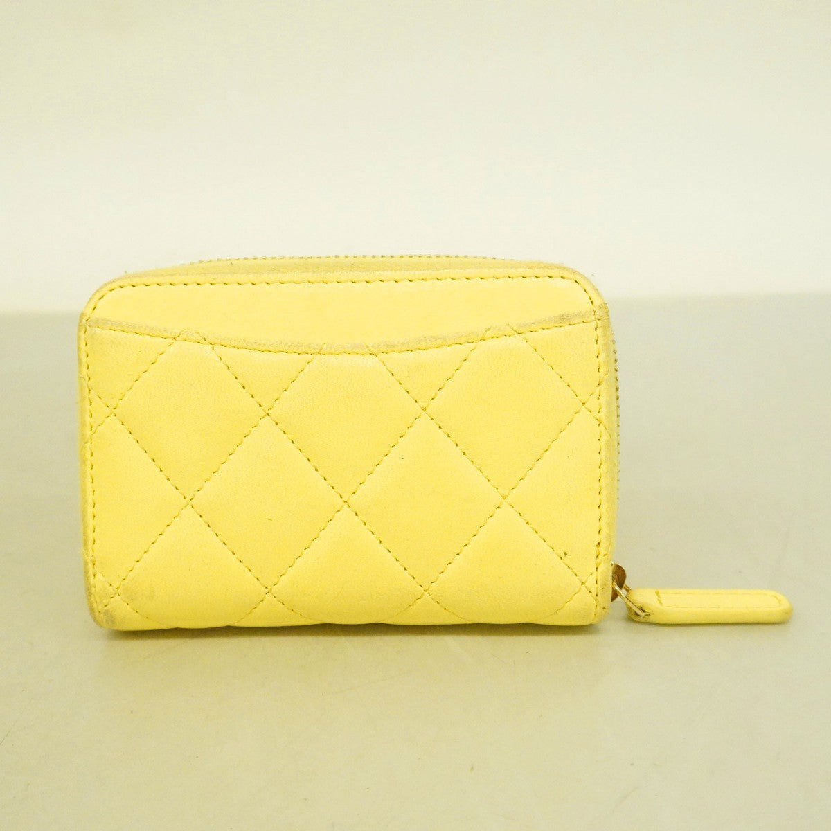 【6ee5362-h】シャネル コインケース マトラッセ ラムスキン イエロー ゴールド金具【中古】レディース
