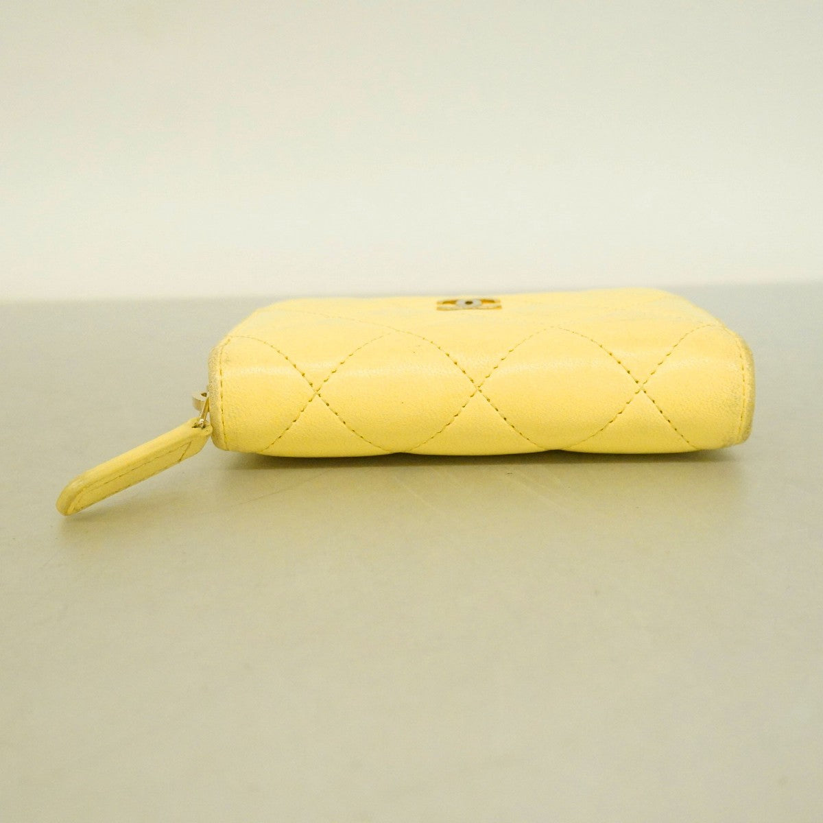 【6ee5362-h】シャネル コインケース マトラッセ ラムスキン イエロー ゴールド金具【中古】レディース