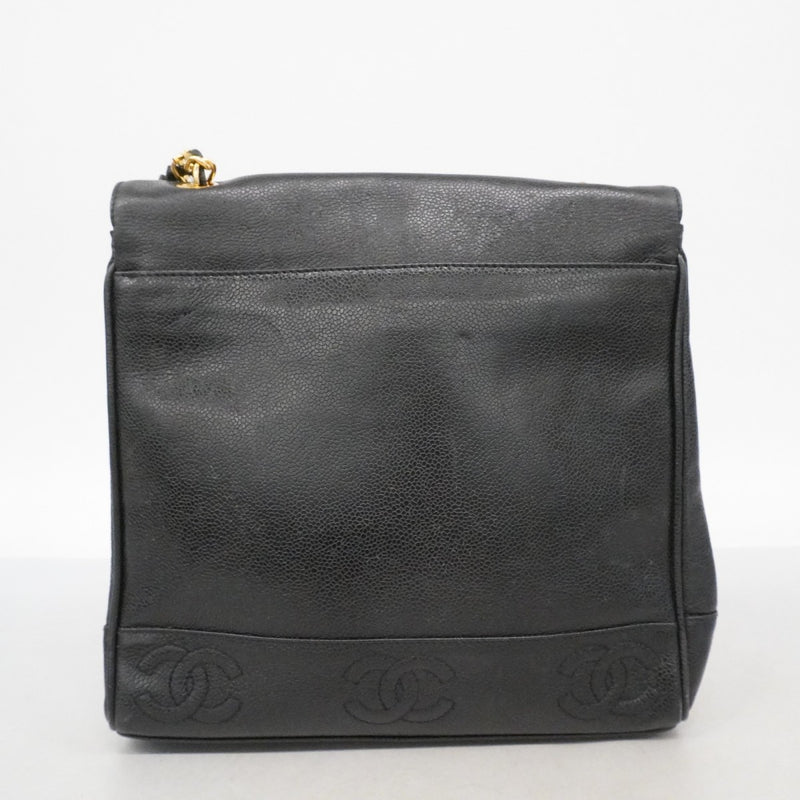 【6ee5374】シャネル ショルダーバッグ トリプルココ キャビアスキン ブラック ゴールド金具【中古】レディース