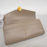【6ee5379】フェンディ 長財布 レザー グレージュ ゴールド金具【中古】レディース