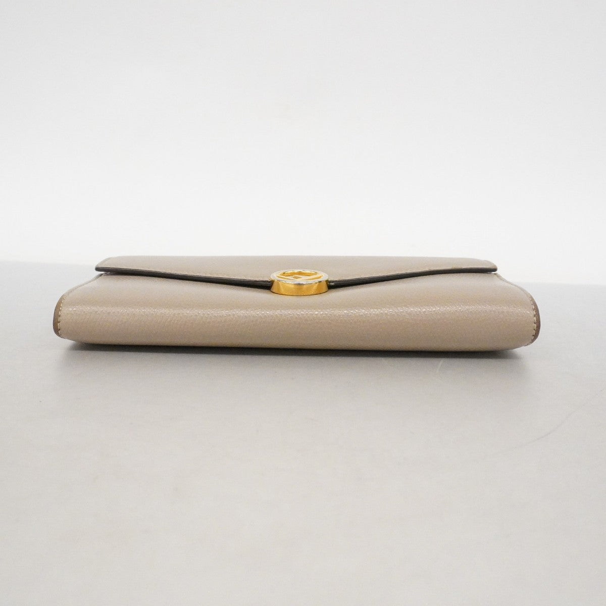 【6ee5379】フェンディ 長財布 レザー グレージュ ゴールド金具【中古】レディース