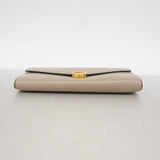 【6ee5379】フェンディ 長財布 レザー グレージュ ゴールド金具【中古】レディース