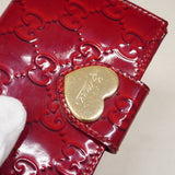 【6ee5574-k】グッチ カードケース 224261 エナメル レッド シャンパンゴールド金具【中古】レディース