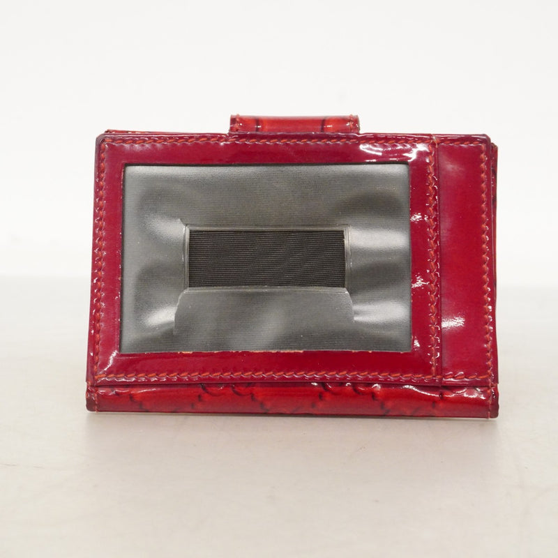 【6ee5574-k】グッチ カードケース 224261 エナメル レッド シャンパンゴールド金具【中古】レディース