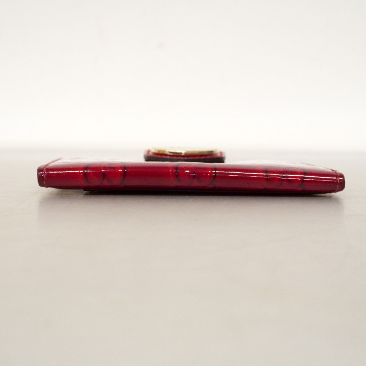 【6ee5574-k】グッチ カードケース 224261 エナメル レッド シャンパンゴールド金具【中古】レディース