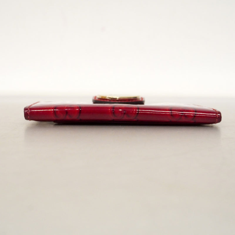 【6ee5574-k】グッチ カードケース 224261 エナメル レッド シャンパンゴールド金具【中古】レディース