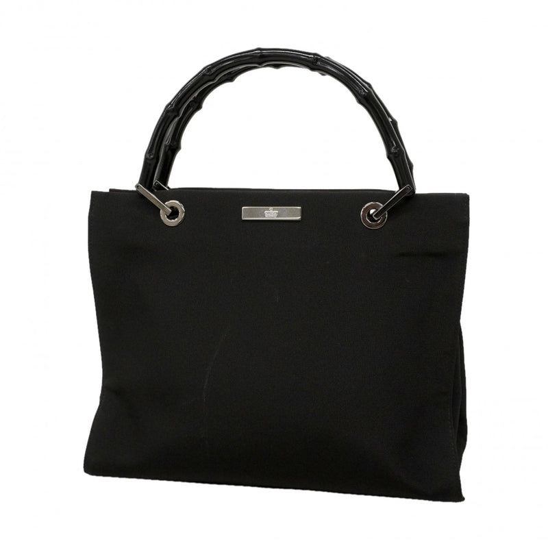 【6ee5575-k】グッチ ハンドバッグ バンブー 002 1016 ナイロン ブラック シルバー金具【中古】レディース