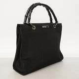 【6ee5575-k】グッチ ハンドバッグ バンブー 002 1016 ナイロン ブラック シルバー金具【中古】レディース