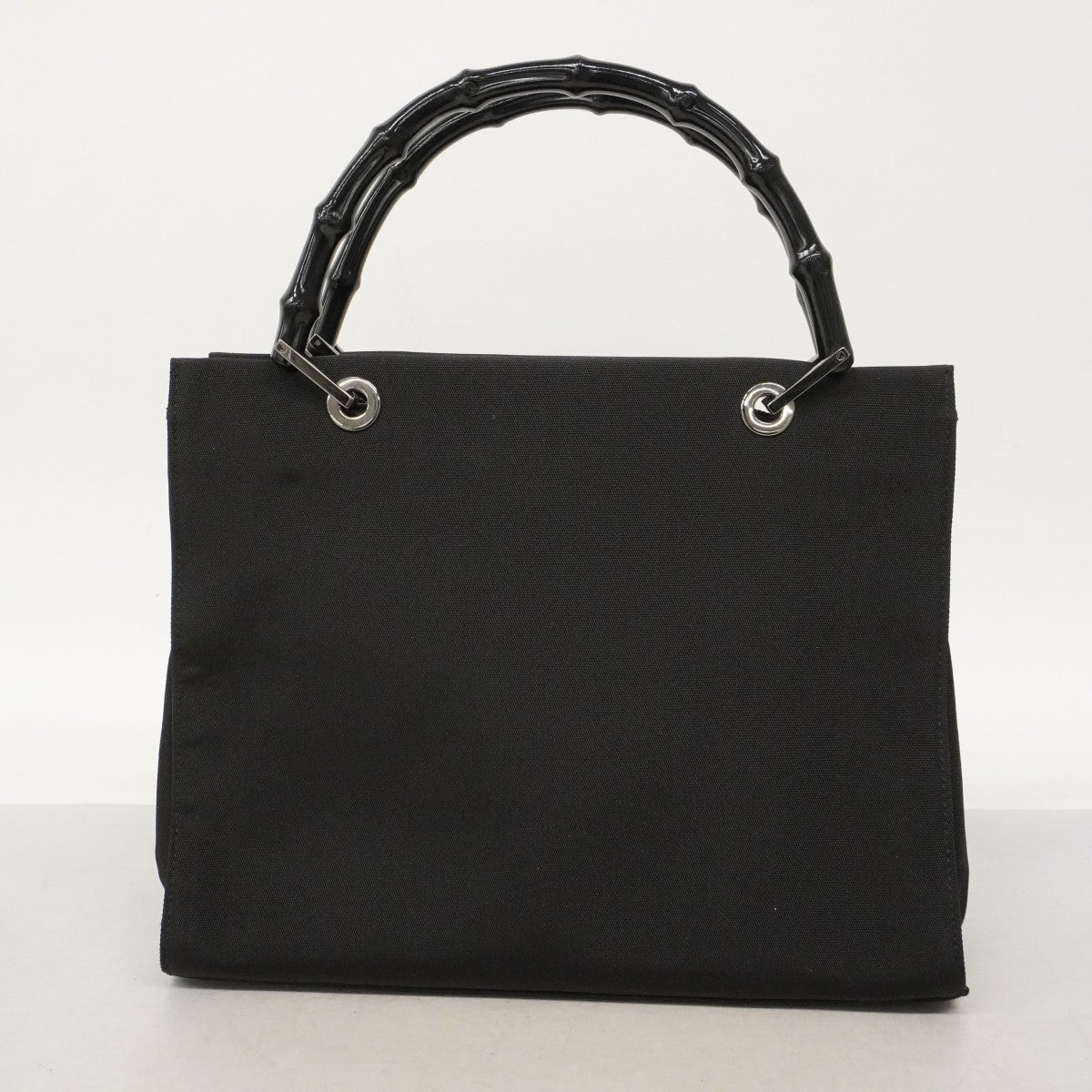 【6ee5575-k】グッチ ハンドバッグ バンブー 002 1016 ナイロン ブラック シルバー金具【中古】レディース
