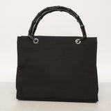 【6ee5575-k】グッチ ハンドバッグ バンブー 002 1016 ナイロン ブラック シルバー金具【中古】レディース