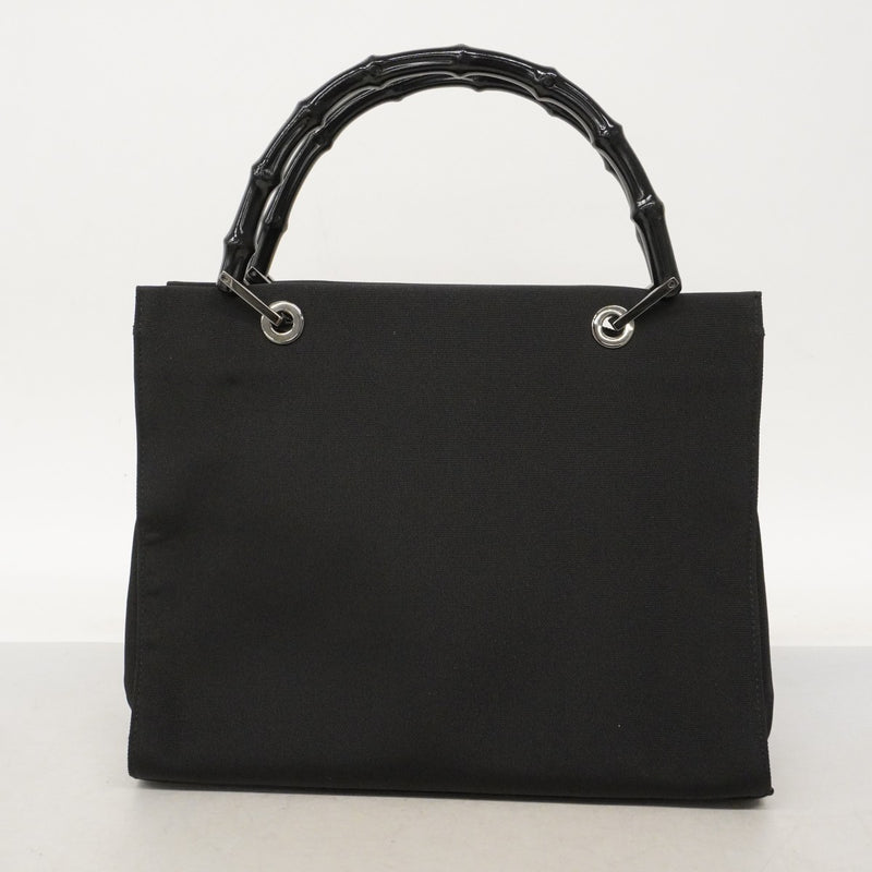 【6ee5575-k】グッチ ハンドバッグ バンブー 002 1016 ナイロン ブラック シルバー金具【中古】レディース