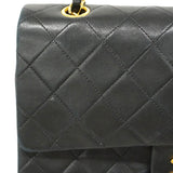 【6ee5578】シャネル ショルダーバッグ マトラッセ Wフラップ Wチェーン ラムスキン ブラック ゴールド金具【中古】レディース