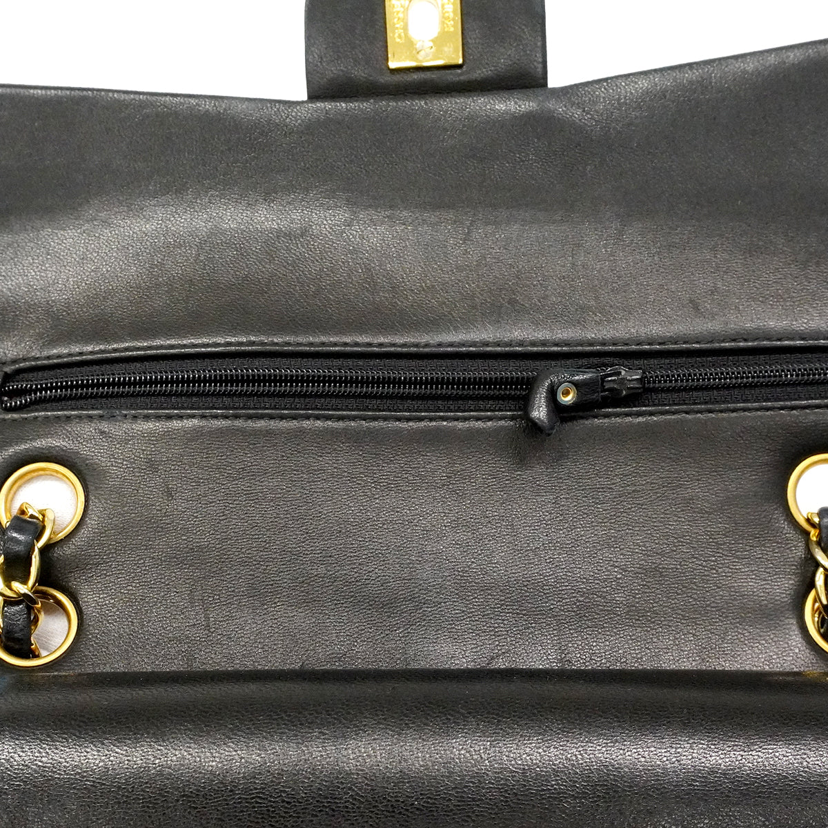 【6ee5578】シャネル ショルダーバッグ マトラッセ Wフラップ Wチェーン ラムスキン ブラック ゴールド金具【中古】レディース