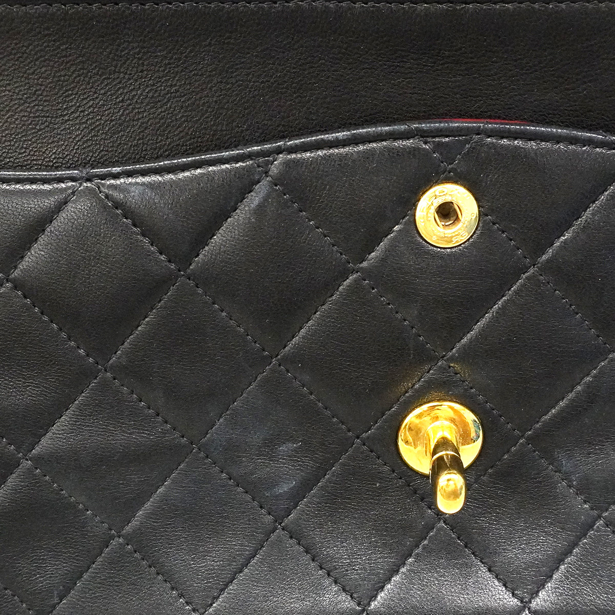 【6ee5578】シャネル ショルダーバッグ マトラッセ Wフラップ Wチェーン ラムスキン ブラック ゴールド金具【中古】レディース