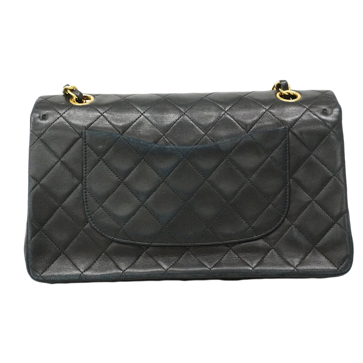【6ee5578】シャネル ショルダーバッグ マトラッセ Wフラップ Wチェーン ラムスキン ブラック ゴールド金具【中古】レディース