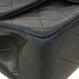 【6ee5578】シャネル ショルダーバッグ マトラッセ Wフラップ Wチェーン ラムスキン ブラック ゴールド金具【中古】レディース