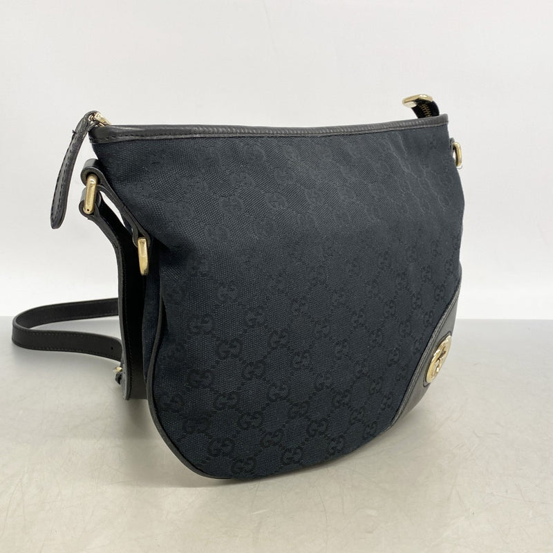【6ee5598】グッチ ショルダーバッグ GGキャンバス 169998 キャンバス ブラック ゴールド金具【中古】レディース