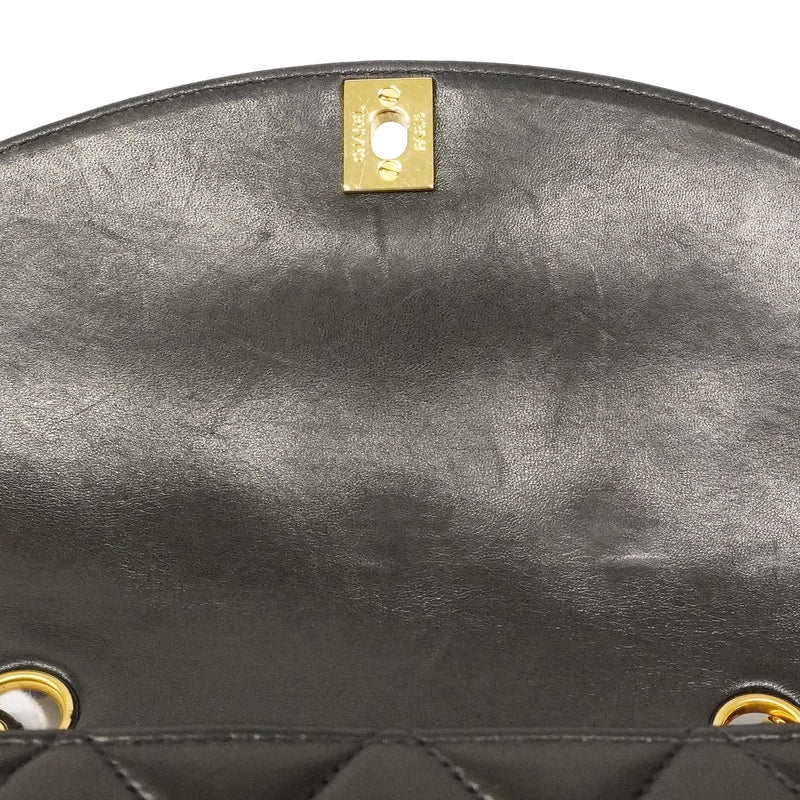 【6ee5661】シャネル ショルダーバッグ ダイアナ チェーンショルダー ラムスキン ブラック ゴールド金具【中古】レディース