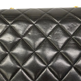 【6ee5661】シャネル ショルダーバッグ ダイアナ チェーンショルダー ラムスキン ブラック ゴールド金具【中古】レディース
