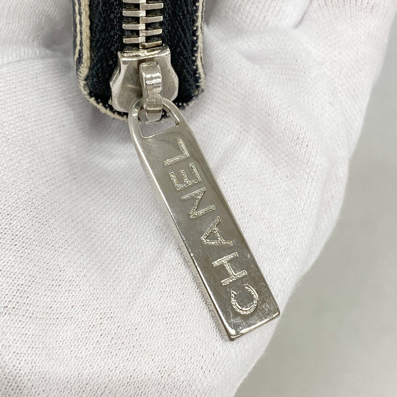 【6ee5702-k】シャネル 長財布 デニム ブラック シルバー金具【中古】レディース