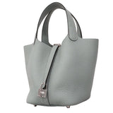 【6ee5725】エルメス ハンドバッグ ピコタンロックPM トリヨンクレマンス ブルーペール シルバー金具 K刻印【中古】レディース