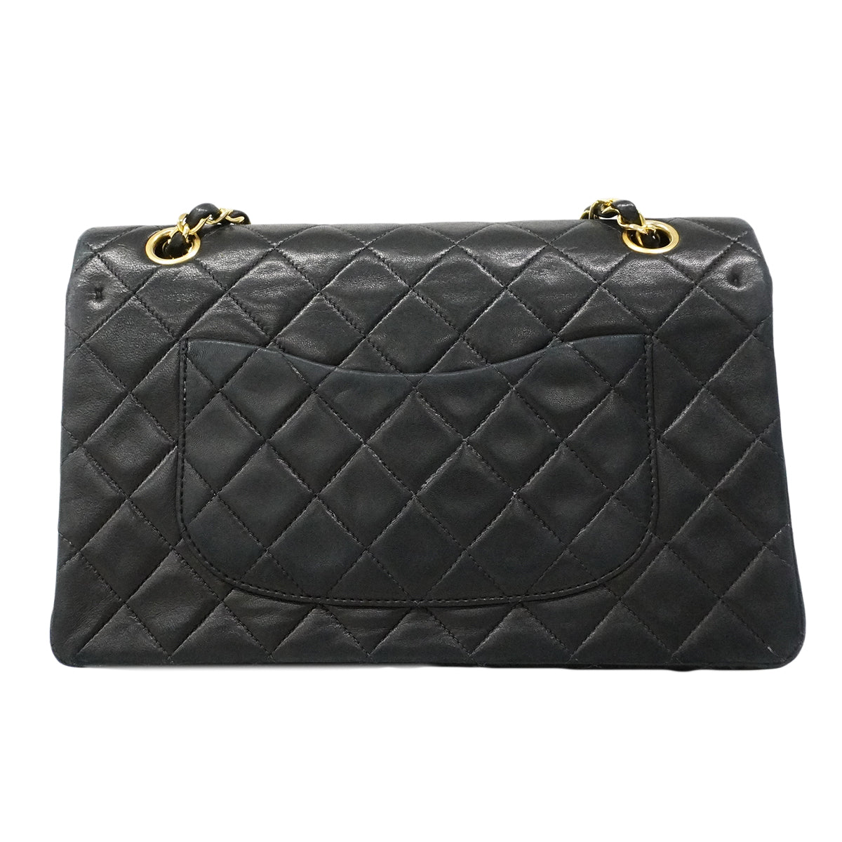 【6ee5728】シャネル ショルダーバッグ マトラッセ Wフラップ Wチェーン ラムスキン ブラック ゴールド金具【中古】レディース