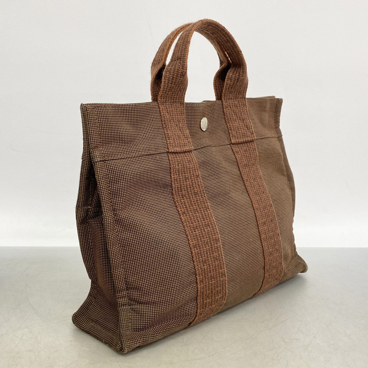 【6ee5757-k】エルメス ハンドバッグ エールラインPM キャンバス ブラウン シルバー金具【中古】メンズ レディース ユニセックス
