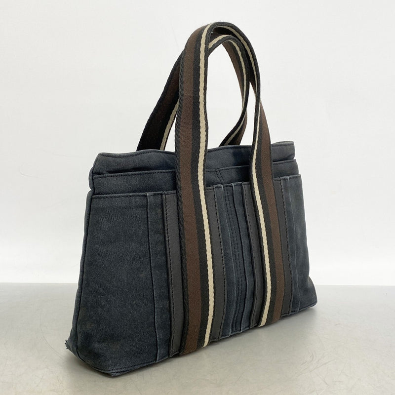 【6ee5758-k】エルメス ハンドバッグ トロカホリゾンタルPM キャンバス ブラック シルバー金具【中古】メンズ レディース ユニセックス