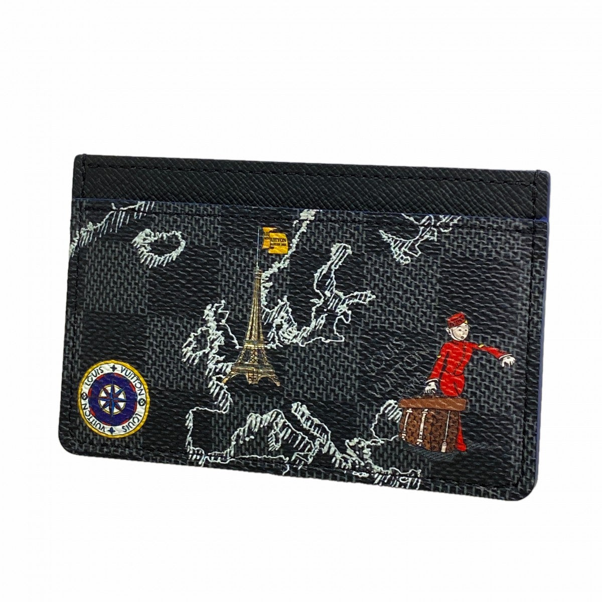 【6ee5778-k】ルイヴィトン カードケース ダミエ・グラフィット マップ ポルトカルトサーンプル N60265 ブラック【中古】メンズ